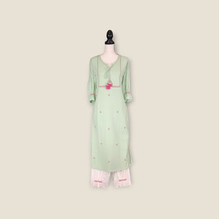 Cotton handloom mint white suit