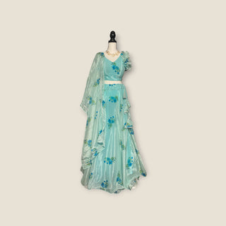 Mint/Blue Floral Lehenga