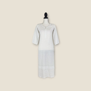 Chikankari cotton white kurti.