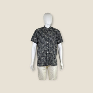 Men's Black and White print Short Sleeve shirt