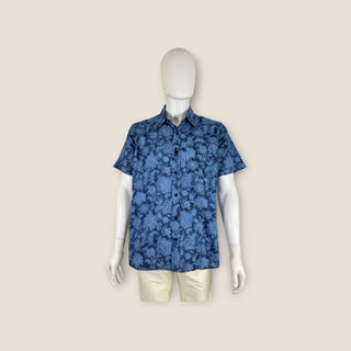 Men's Blue Floral Short Sleeve shirt