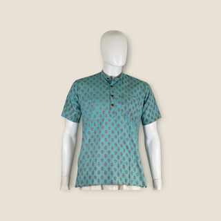 Men's Blue Short Sleeve Kurta Shirt