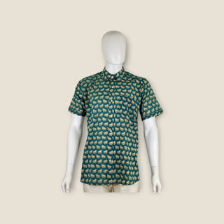 Men's Teal Horse print Short Sleeve shirt