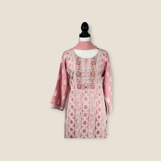 Heavy lakhnavi work coral suit