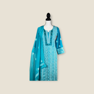 Firozi blue Lakhnavi suit