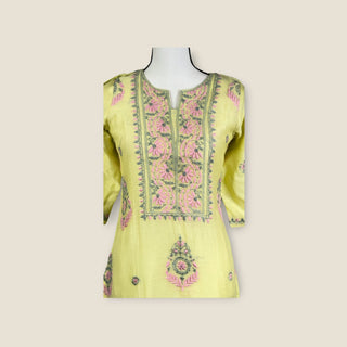 Chikankari yellow lemon suit