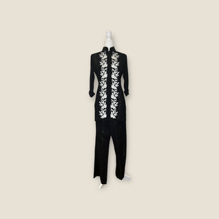 Fully Embroidery Black Cord set