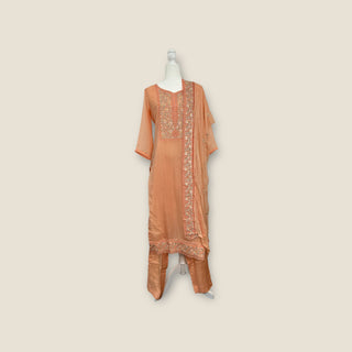 Crepe Silk Peach Salwar Suit