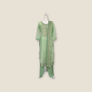 Crepe Silk Mint Green Salwar Suit