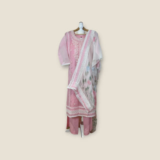 Organza kotta doriya Silk Pink Suit